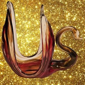Art Glass Swan Napkin Holder Reds Browns Sooner Style Elegant Statement